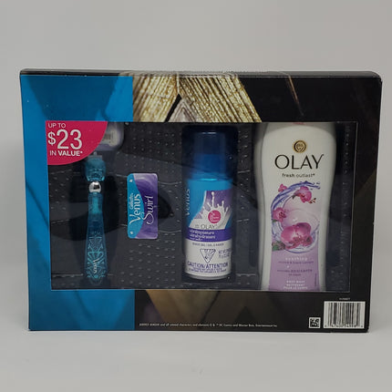 Gillette Venus Swirl Razor, Venus with Olay Shave Gel, Olay Body Wash Gift Set - Bargainwizz