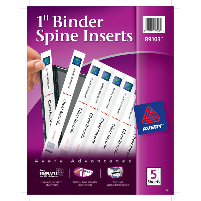 Avery 1 Binder Spine Inserts 40 Inserts - Bargainwizz